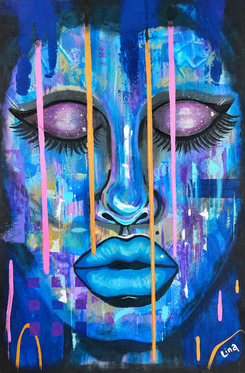 Behind the mask - Acryl - Abstract Expressionism - 40×60 cm door Lina A Nordblad
