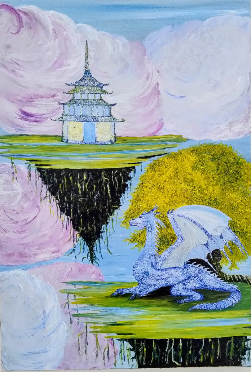 The Magical Dragon - Olieverf - Impressionism - 50×80 cm door Ateliemaloucametthe