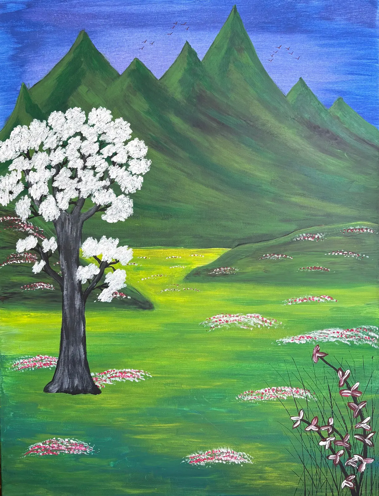De gröna bergen - Akryyli taiteilija Ann-Christin (Acmpainting) Martinsson