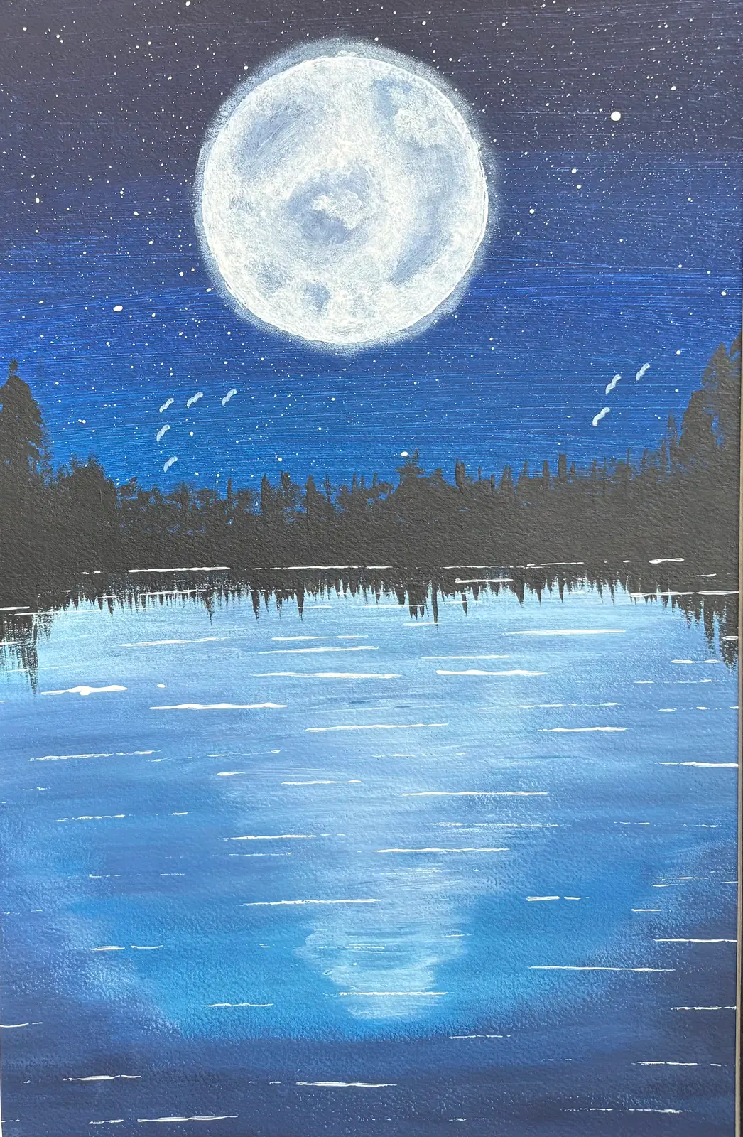 Månsken i natten - Akryyli taiteilija Ann-Christin (Acmpainting) Martinsson