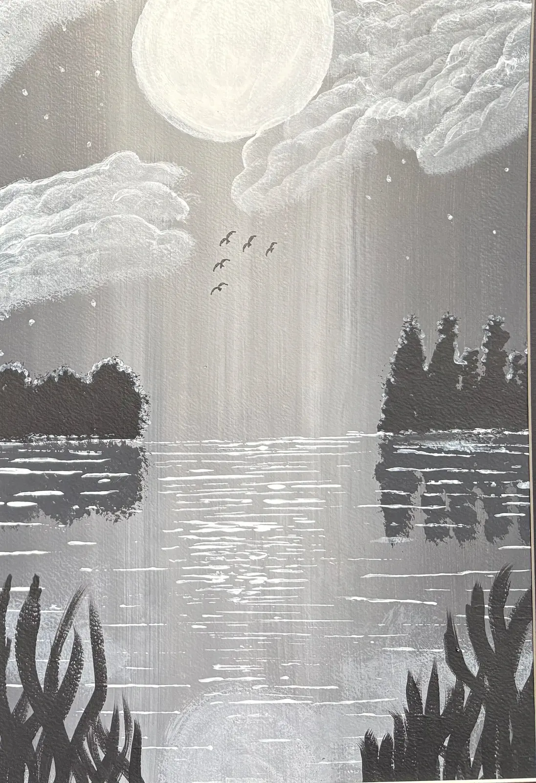 Skuggor i vattnet - Akryyli taiteilija Ann-Christin (Acmpainting) Martinsson