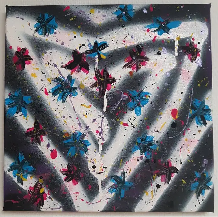 Kontrollerat kaos - Acryl - Abstract Expressionism - 30×30 cm door INA