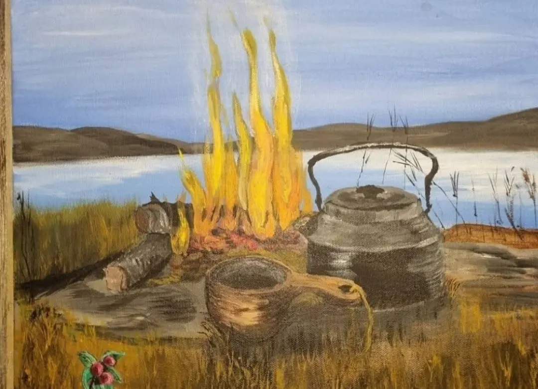 Stillhet vid eldens sken - Acryl - Landscape - 42×30 cm door Håkan Siggemo