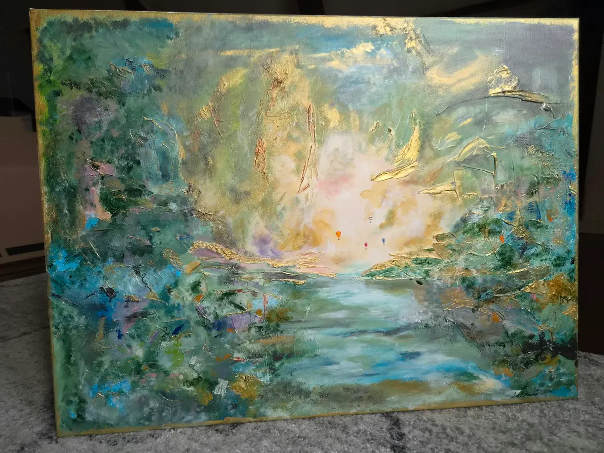 Emerald flight - Acryl - Abstract Expressionism - 80×60 cm door Lisa Lithman