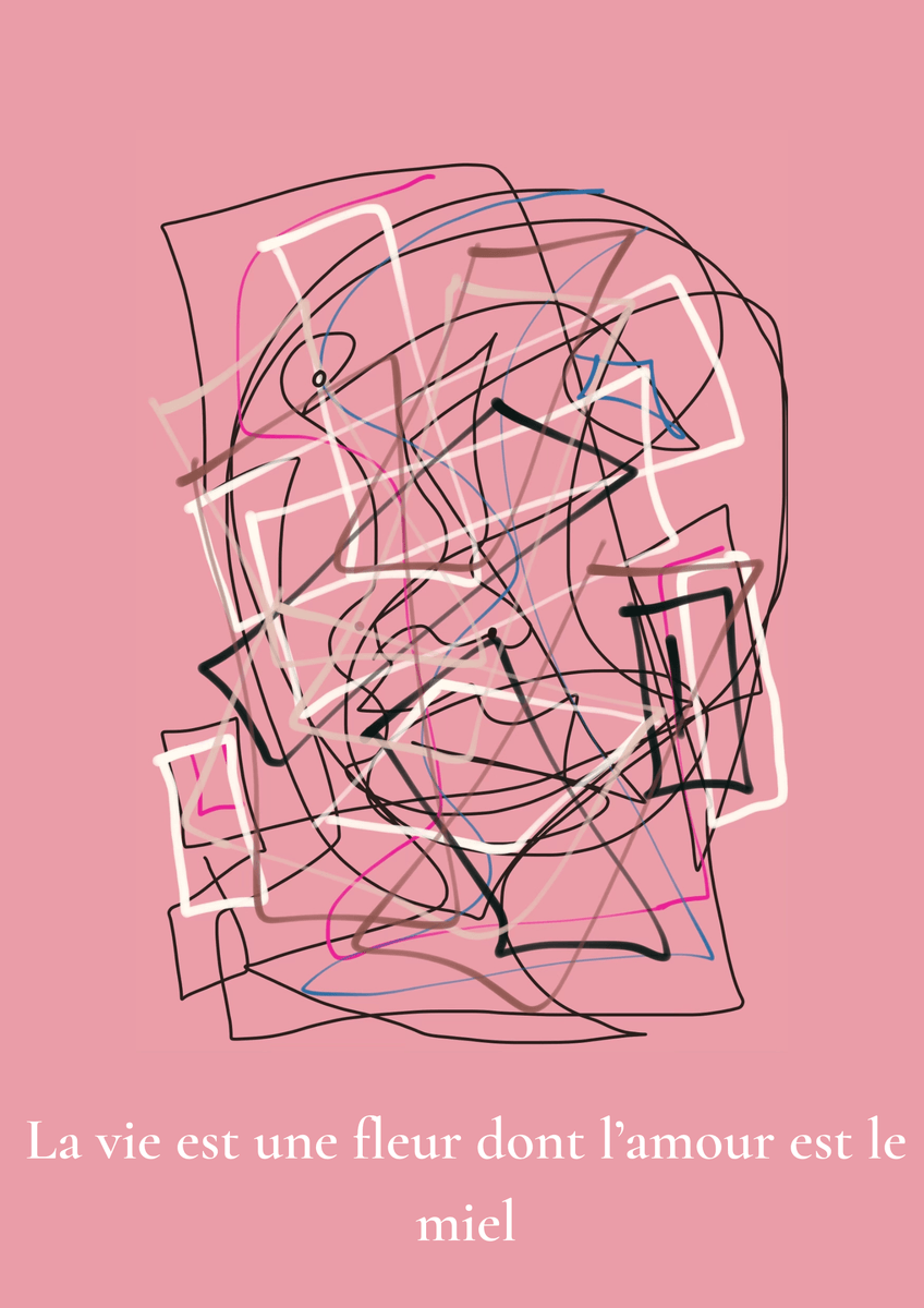 La vie est une fleur dont l´amour est le miel Poster - Digitale kunst door Lovisa Linda Valentina Svensson