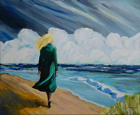 She and the Baltic Sea - Acryl door Andy Renard