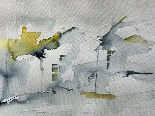 Drömhus - det finns så många - Aquarel door Eva Henriksson