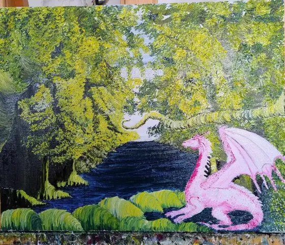 The Secrets of the Magical Lake - Olieverf door Ateliemaloucametthe