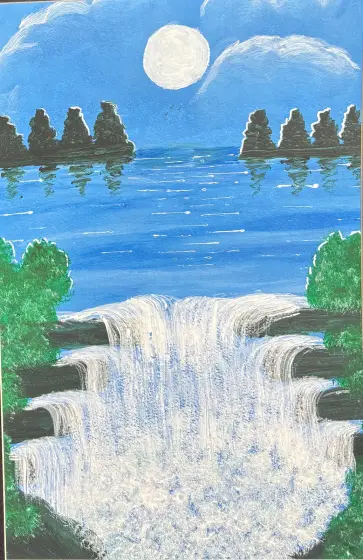 Brusande vattenfall - Akryyli taiteilija Ann-Christin (Acmpainting) Martinsson