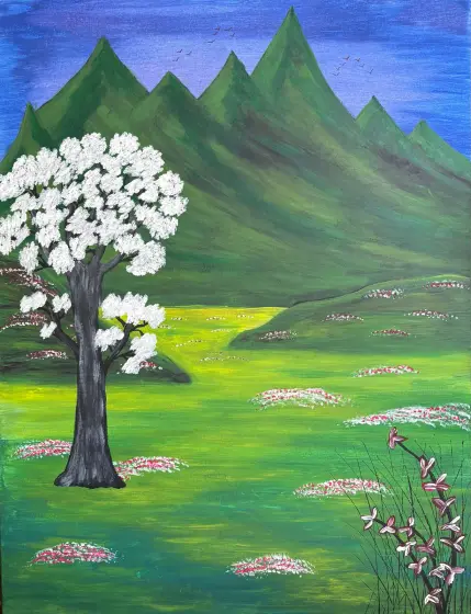 De gröna bergen - Akryyli taiteilija Ann-Christin (Acmpainting) Martinsson