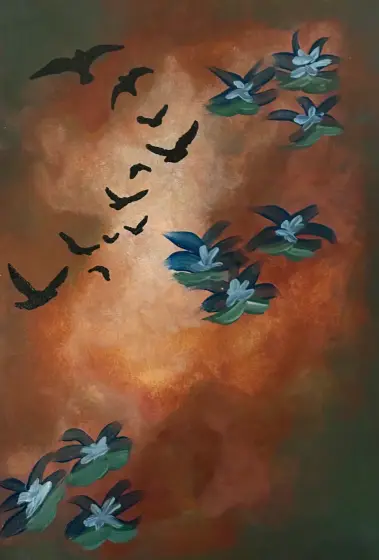 Flyttfåglarna - Akryyli taiteilija Ann-Christin (Acmpainting) Martinsson