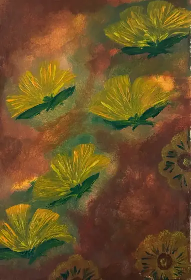 Gula små solar - Akryyli taiteilija Ann-Christin (Acmpainting) Martinsson