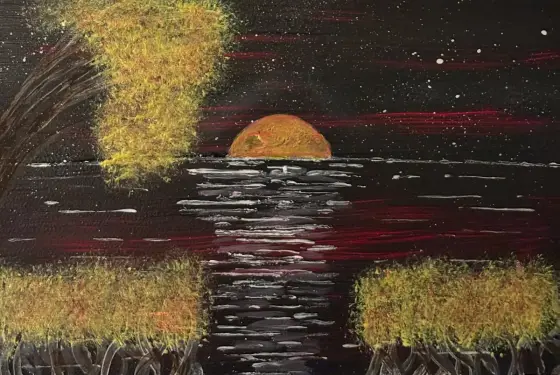 Höst vid sjön - Akryyli taiteilija Ann-Christin (Acmpainting) Martinsson