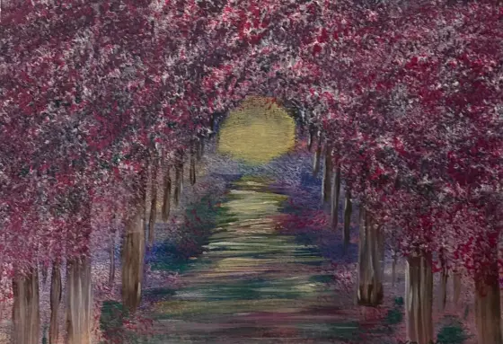 Körabärsskogen - Akryyli taiteilija Ann-Christin (Acmpainting) Martinsson