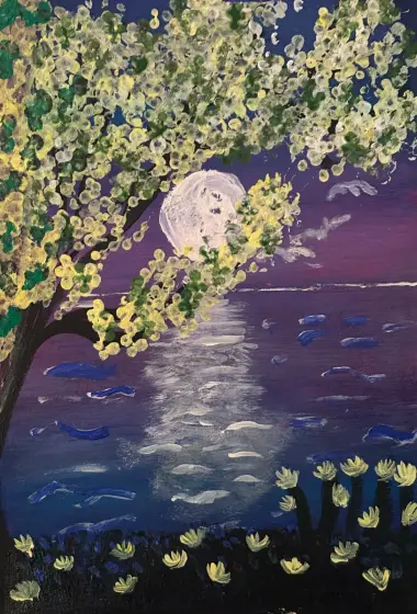 Månens spegel - Akryyli taiteilija Ann-Christin (Acmpainting) Martinsson