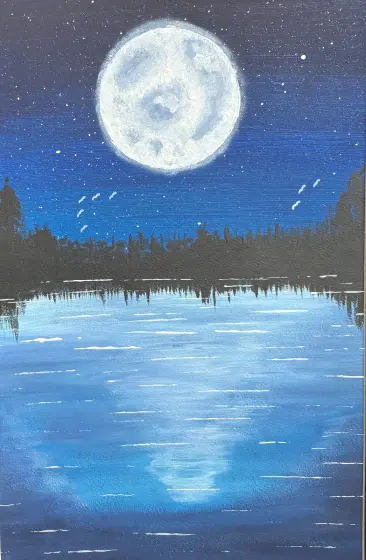Månsken i natten - Akryyli taiteilija Ann-Christin (Acmpainting) Martinsson