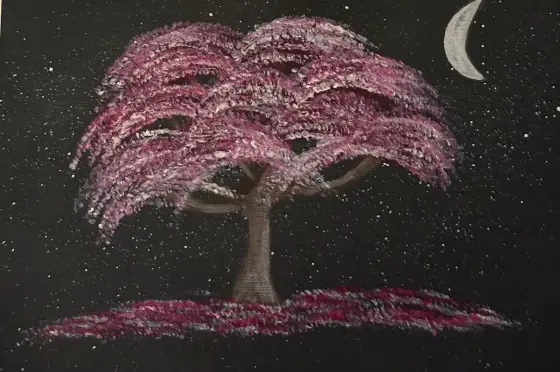 När natten blommar - Akryyli taiteilija Ann-Christin (Acmpainting) Martinsson