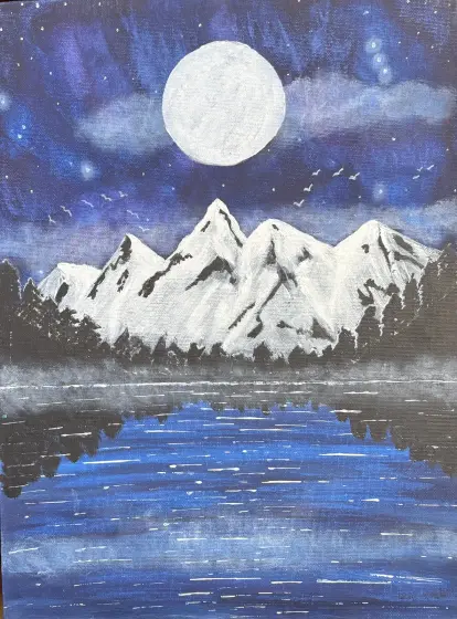 Natten - Akryyli taiteilija Ann-Christin (Acmpainting) Martinsson