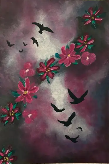 Nattflykt - Akryyli taiteilija Ann-Christin (Acmpainting) Martinsson