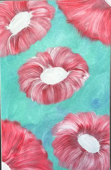 Röda blommor - Akryyli taiteilija Ann-Christin (Acmpainting) Martinsson