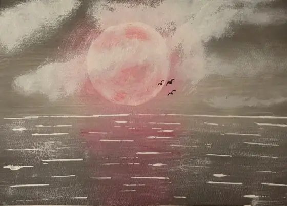 Rosa natt - Akryyli taiteilija Ann-Christin (Acmpainting) Martinsson
