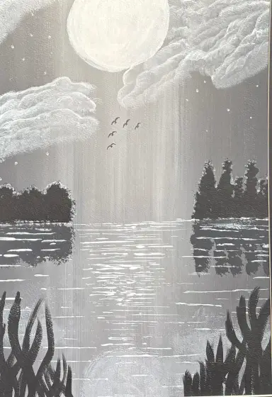 Skuggor i vattnet - Akryyli taiteilija Ann-Christin (Acmpainting) Martinsson
