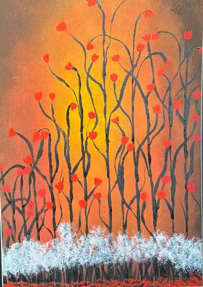 Sommar- blomster - Akryyli taiteilija Ann-Christin (Acmpainting) Martinsson