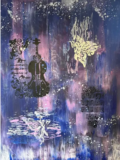 Symfoni i midnatt - Akryyli taiteilija Ann-Christin (Acmpainting) Martinsson