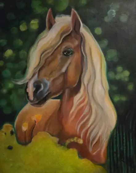 Palomino i Sommarljus - Olieverf door Linea  Art