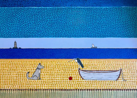 Fetch the ball - Blandet teknikk av Vivianne Otsa