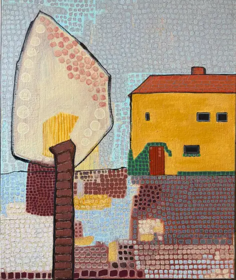 Huset vid dammen - Acryl door Vivianne Otsa