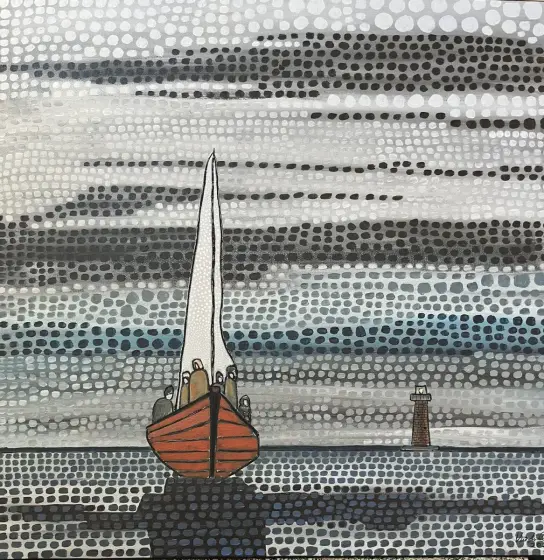 Seglats mot Frihetens Horisont - Acryl door Vivianne Otsa