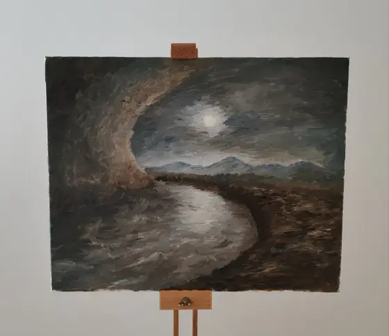 Moonlit Night - Olieverf door Martin Želinský