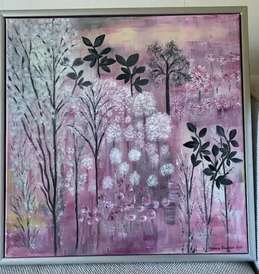 Abstrakta Träd i Skymningsljus - Acryl door Ingeborg Blomfeldt