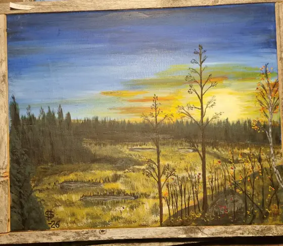 Solnedgång över Norrländsk Myr - Acryl door Håkan Siggemo