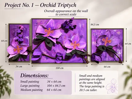 Orchid Reverie – Original 3D Floral Triptych thumbnail 2